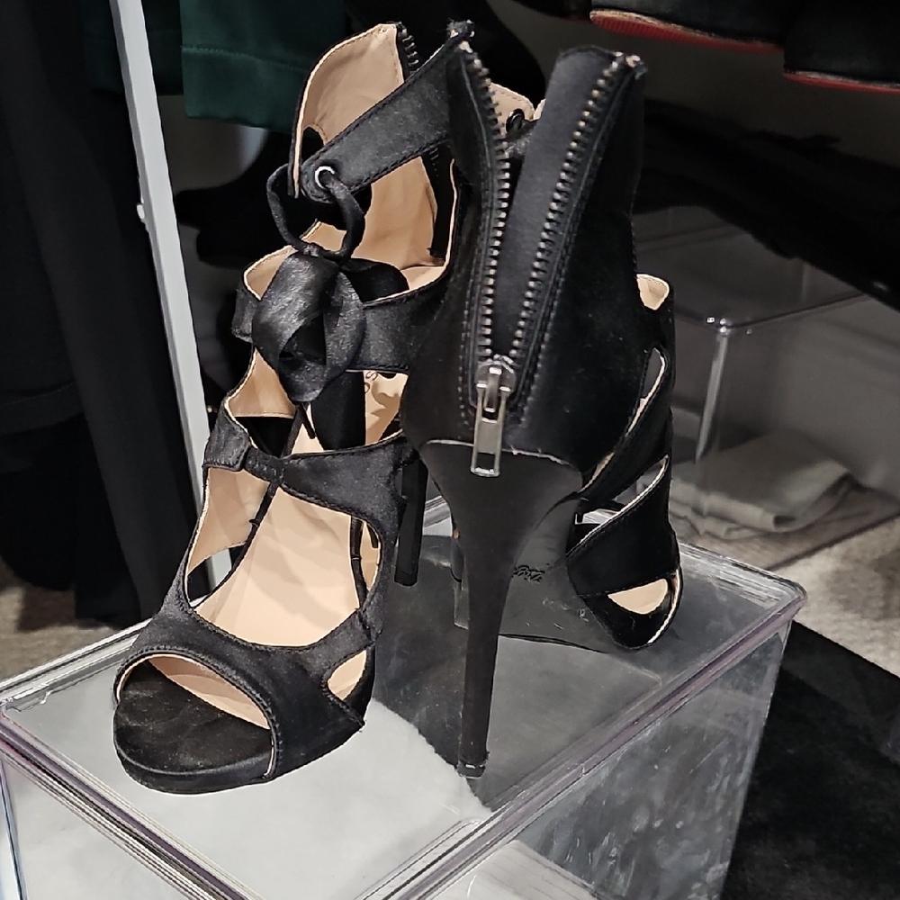 Elegant Black High Heel Sandals
